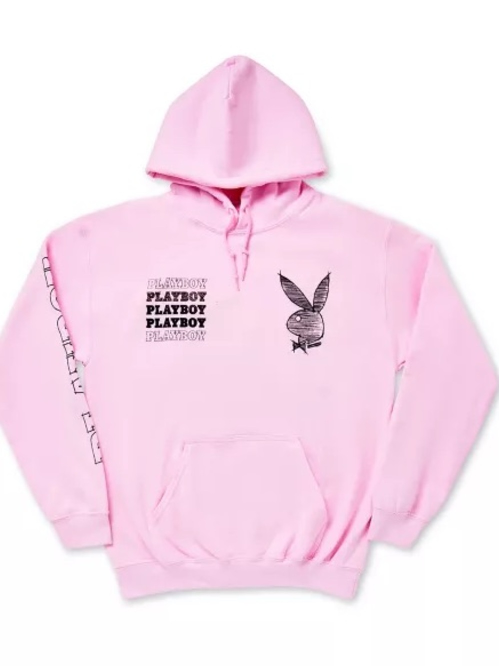 PLAYBOY Bunny Pink Script Pullover Hoodie- Size Large New